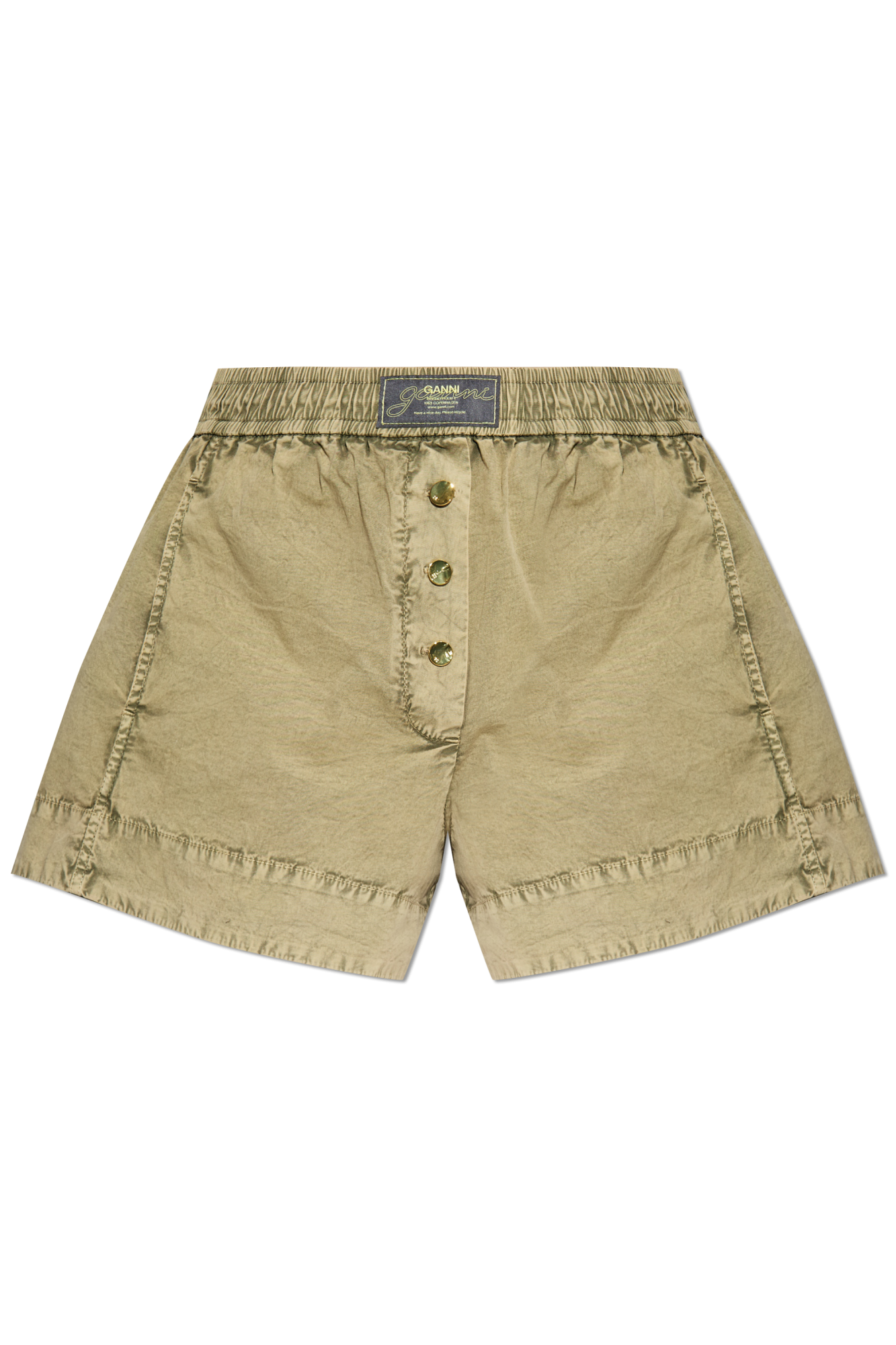 ショートパンツ Ganni Shorts In Cotone Organico Boa Green Washed Cotton Shorts | GANNI US